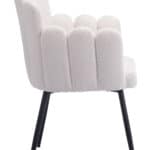 Ivory Shearling Style Dining Chair with Steel Frame (Set of 2) 13 Ivory Shearling Style Dining Chair with Steel Frame (Set of 2)