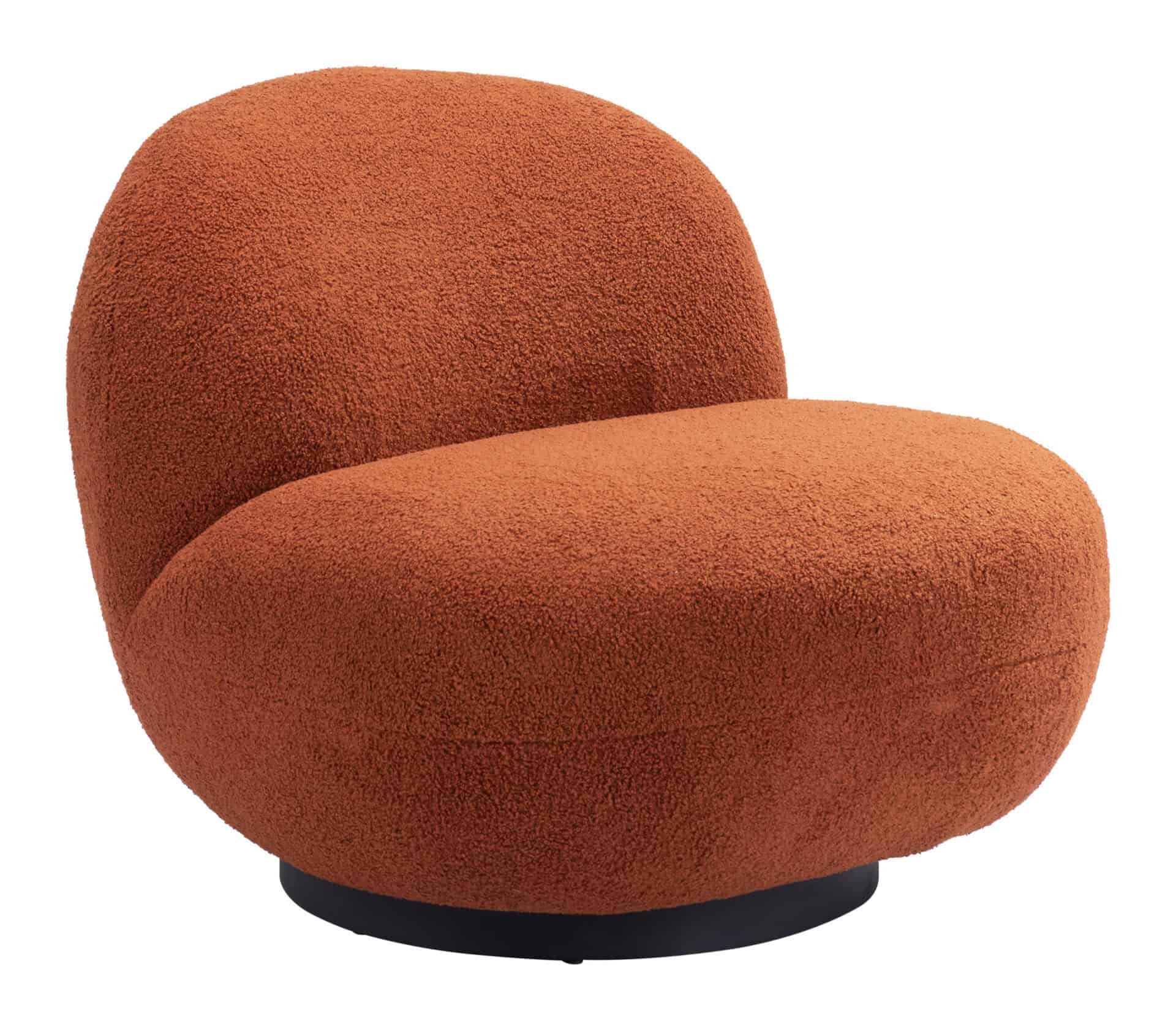 Burnt Orange Shearling Accent Chair with Modern Powder-Coated Legs 4 Burnt Orange Shearling Accent Chair with Modern Powder-Coated Legs - Image 4