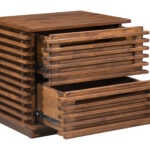 Scandinavian Modern Walnut End Table with Two Drawers