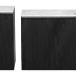 Modern White Marble Console Table with Black Wood Base (Set of 2) 11 Modern White Marble Console Table with Black Wood Base (Set of 2)