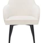 Ivory Velvet Dining Chair with Steel Frame and Armrests (Set of 2) 10 Ivory Velvet Dining Chair with Steel Frame and Armrests (Set of 2)