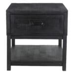Modern Black Acacia Side Table with Storage Compartments