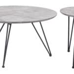 Modern Gray & Black Round Coffee Table Set with Steel Frame (2-Piece)