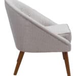 Retro Modern Beige Accent Chair with Tufted Upholstery and Wood Legs 12 Retro Modern Beige Accent Chair with Tufted Upholstery and Wood Legs