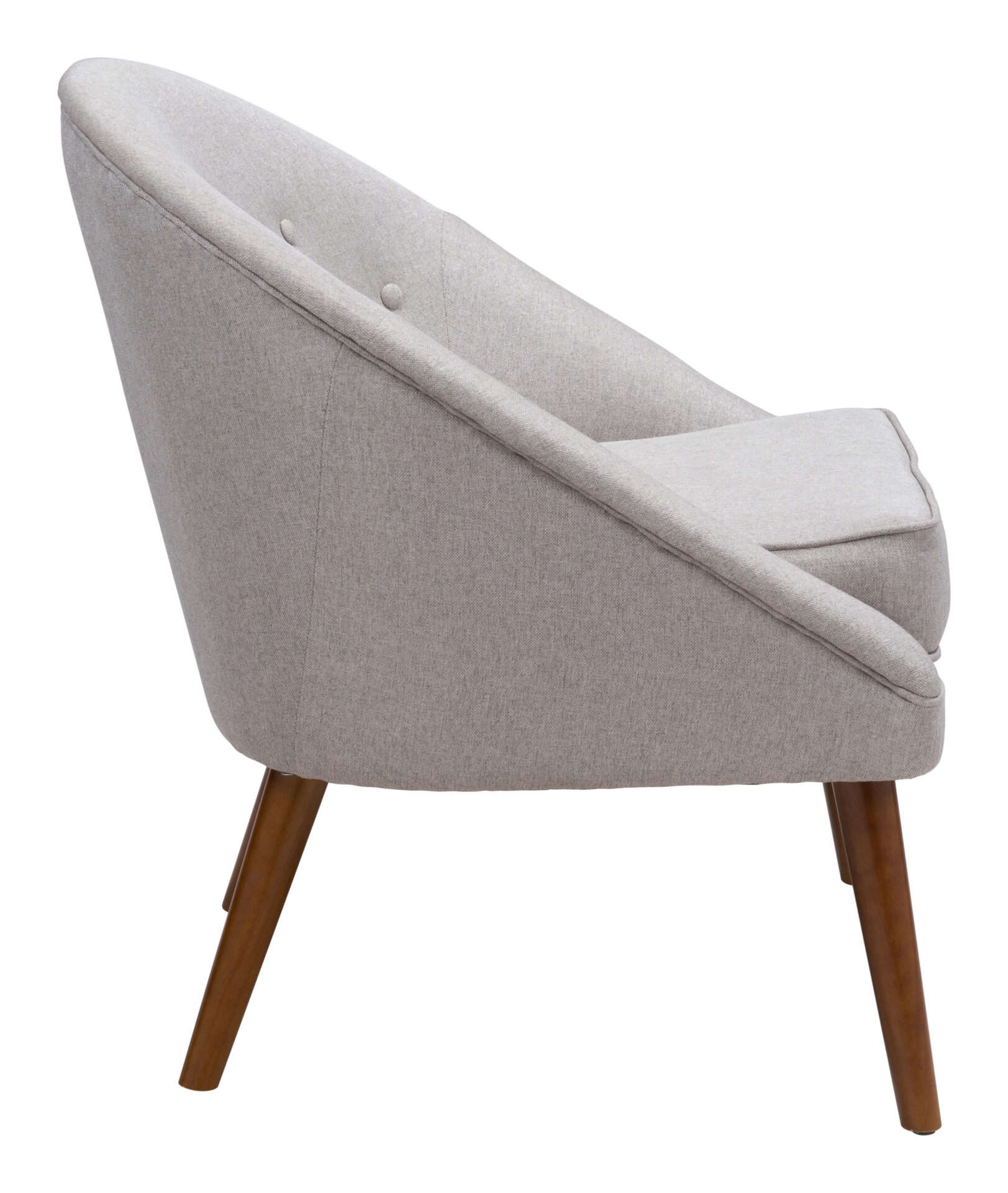 Retro Modern Beige Accent Chair with Tufted Upholstery and Wood Legs 3 Retro Modern Beige Accent Chair with Tufted Upholstery and Wood Legs - Image 3