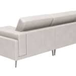 Modern Beige Leather Chaise Sectional with Steel Legs 11 Modern Beige Leather Chaise Sectional with Steel Legs