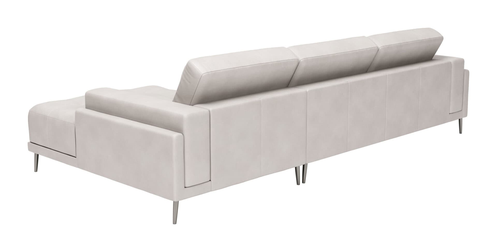 Modern Beige Leather Chaise Sectional with Steel Legs 5 Modern Beige Leather Chaise Sectional with Steel Legs - Image 5