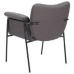 Sleek Brown Faux Leather Accent Chair with Steel Frame
