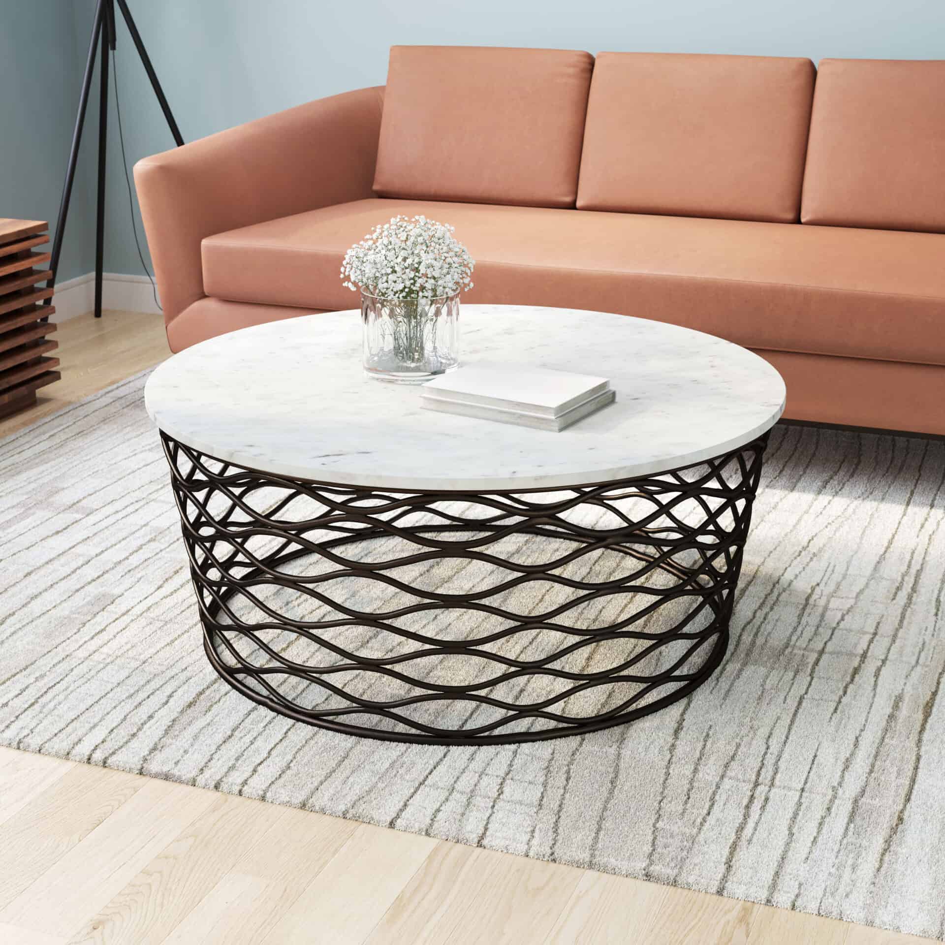 Marble Top Coffee Table with Antique Bronze Cast Aluminum Base 1 Marble Top Coffee Table with Antique Bronze Cast Aluminum Base