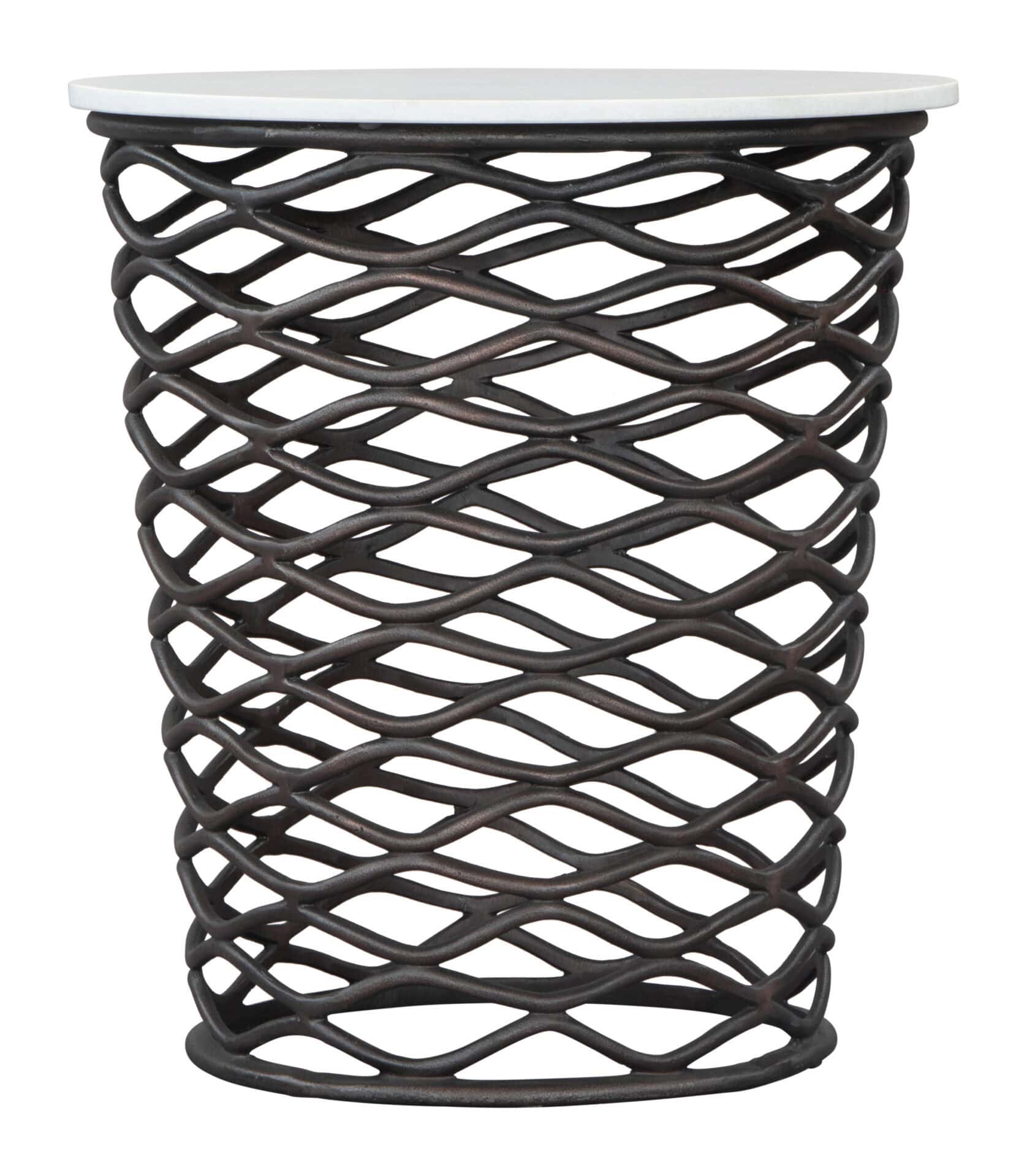 Round Marble Top Side Table with Steel Frame and Rubber Feet 5 Round Marble Top Side Table with Steel Frame and Rubber Feet - Image 5