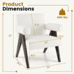 Sherpa Upholstered Accent Chair with Rubber Wood Legs White 11 Sherpa Upholstered Accent Chair with Rubber Wood Legs White