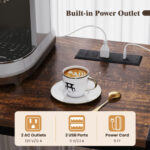 Rustic Coffee Bar Cabinet with Power Outlet and Wine Storage