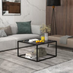 Modern Faux Marble Coffee Table with Steel Frame for Living Room 15 Modern Faux Marble Coffee Table with Steel Frame for Living Room