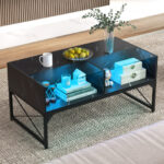 LED Center Table with Faux Marble and Tempered Glass Top 15 LED Center Table with Faux Marble and Tempered Glass Top