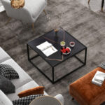 Modern Faux Marble Coffee Table with Steel Frame for Living Room 16 Modern Faux Marble Coffee Table with Steel Frame for Living Room