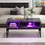 LED Center Table with Faux Marble and Tempered Glass Top 16 LED Center Table with Faux Marble and Tempered Glass Top