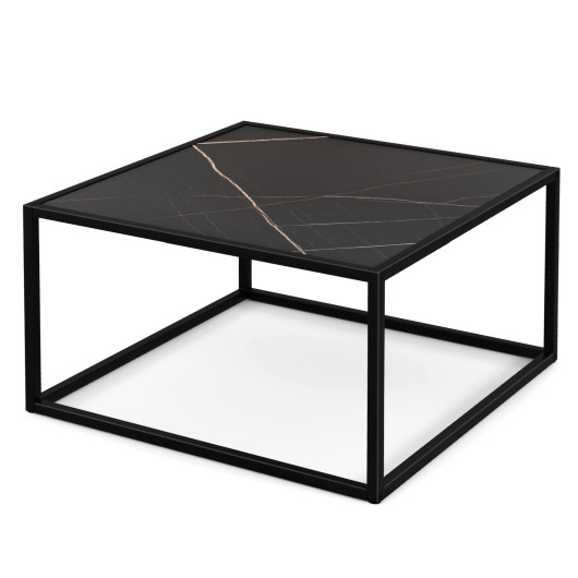Modern Faux Marble Coffee Table with Steel Frame for Living Room 3 Modern Faux Marble Coffee Table with Steel Frame for Living Room - Image 3