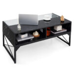 LED Center Table with Faux Marble and Tempered Glass Top 18 LED Center Table with Faux Marble and Tempered Glass Top