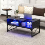 LED Center Table with Faux Marble and Tempered Glass Top 20 LED Center Table with Faux Marble and Tempered Glass Top