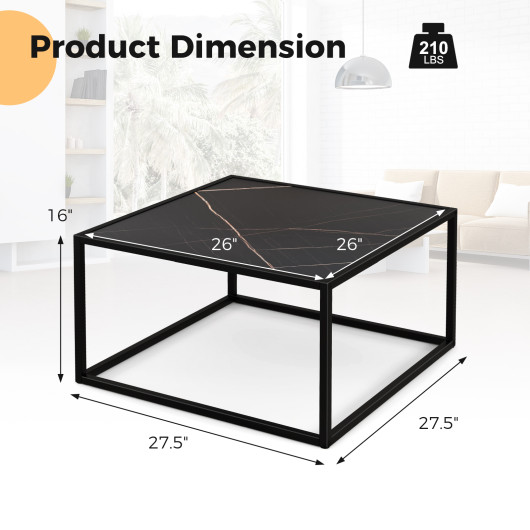 Modern Faux Marble Coffee Table with Steel Frame for Living Room 5 Modern Faux Marble Coffee Table with Steel Frame for Living Room - Image 5