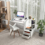 White Computer Desk with Bookshelf and Drawers for Home Office 8 White Computer Desk with Bookshelf and Drawers for Home Office