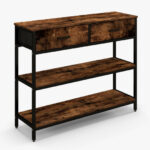 Industrial Console Table with Fabric Drawers and Open Shelves 10 Industrial Console Table with Fabric Drawers and Open Shelves