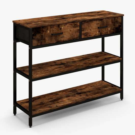 Industrial Console Table with Fabric Drawers and Open Shelves 3 Industrial Console Table with Fabric Drawers and Open Shelves - Image 3