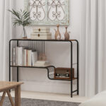 Rustic Console Table with Dual Shelves and Metal Frame 9 Rustic Console Table with Dual Shelves and Metal Frame