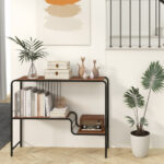 Rustic Console Table with Dual Shelves and Metal Frame 8 Rustic Console Table with Dual Shelves and Metal Frame