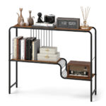 Rustic Console Table with Dual Shelves and Metal Frame 11 Rustic Console Table with Dual Shelves and Metal Frame
