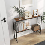 Rustic Console Table with Dual Shelves and Metal Frame 13 Rustic Console Table with Dual Shelves and Metal Frame