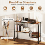 Rustic Console Table with Dual Shelves and Metal Frame 14 Rustic Console Table with Dual Shelves and Metal Frame
