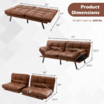 Adjustable Memory Foam Futon Sofa Bed with Armrest Options