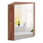 Corner Wall Cabinet with Mirror Door and Adjustable Shelf