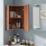 Corner Wall Cabinet with Mirror Door and Adjustable Shelf