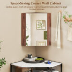 Corner Wall Cabinet with Mirror Door and Adjustable Shelf