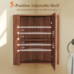 Corner Wall Cabinet with Mirror Door and Adjustable Shelf
