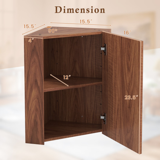 Corner Wall Cabinet with Mirror Door and Adjustable Shelf - Image 5