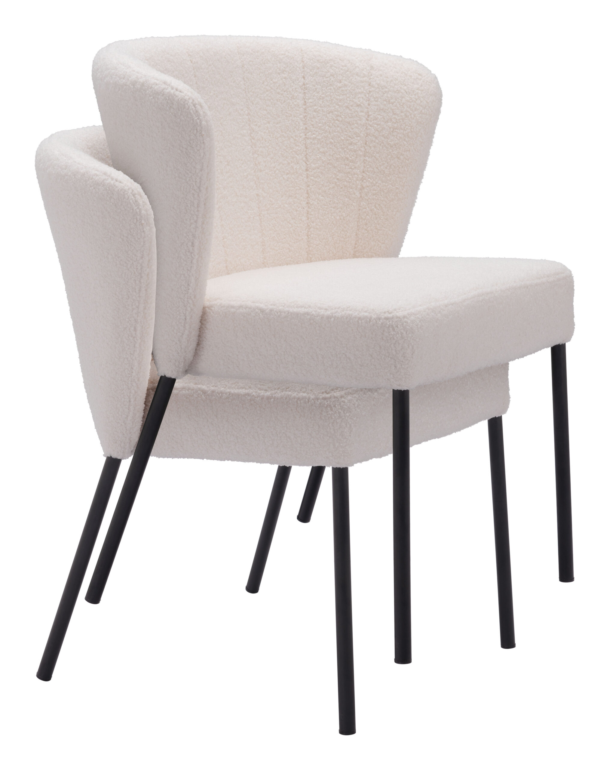 Cream Shearling Style Mid-Century Modern Stackable Dining Chair (Set of 2) 19 Cream Shearling Style Mid-Century Modern Stackable Dining Chair (Set of 2)