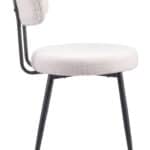 Ivory Shearling Dining Chair with Black Steel Frame (Set of 2)