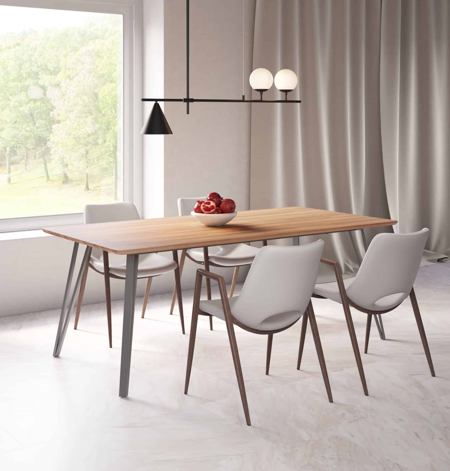 Walnut Laminate Rectangular Dining Table with Black Steel Legs 1 Walnut Laminate Rectangular Dining Table with Black Steel Legs