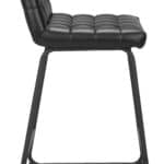 Black Vinyl Tufted Counter Stool with Steel Frame (Set of 2)