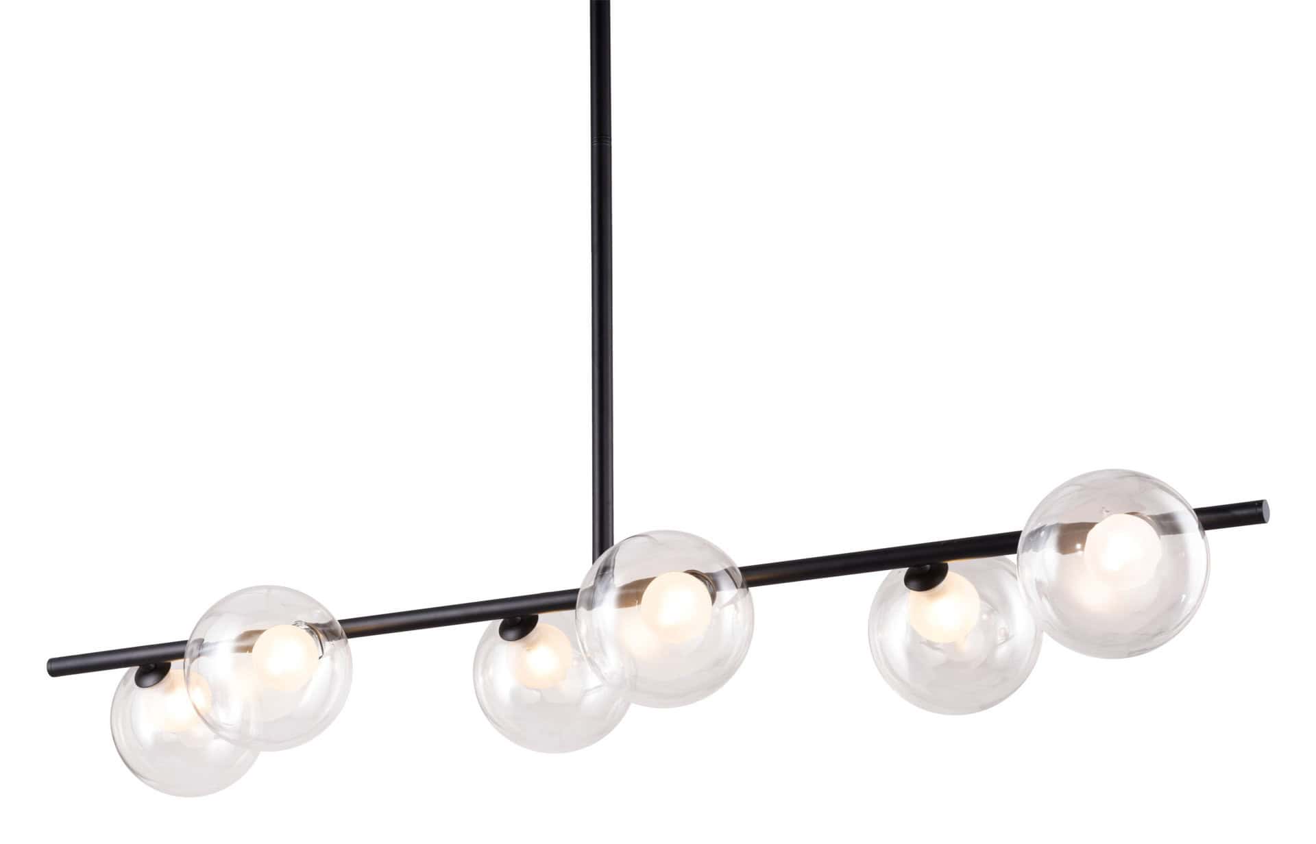 Matte Black Steel Ceiling Lamp with Clear Glass Shades (6 Bulbs) 18 Matte Black Steel Ceiling Lamp with Clear Glass Shades (6 Bulbs)