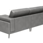 Modern Gray Leather Sectional with Chaise and Steel Legs 11 Modern Gray Leather Sectional with Chaise and Steel Legs
