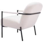 Ivory Shearling Style Accent Chair with Powder Coated Steel Frame