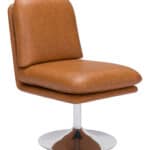 Modern Brown Swivel Chair with Chrome Base for Any Space