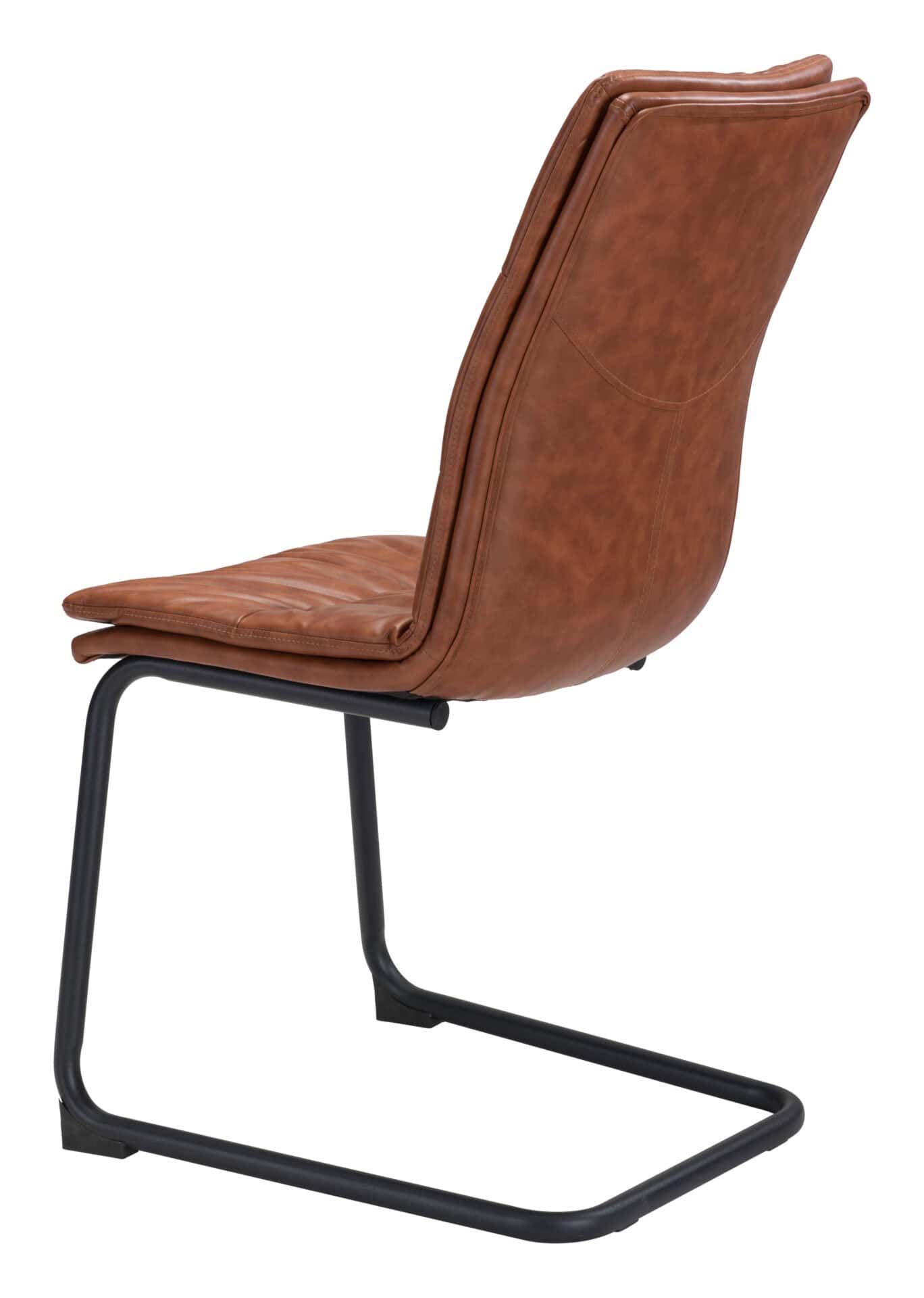 Vintage Brown Faux Leather Dining Chair with Steel Frame (Set of 2) 7 Vintage Brown Faux Leather Dining Chair with Steel Frame (Set of 2) - Image 7