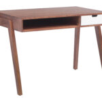 Mid-Century Modern Walnut Desk with Shelf and Drawer