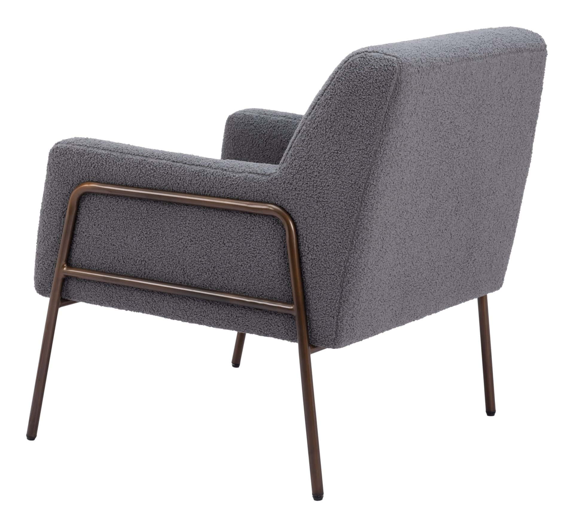 Gray Shearling Style Accent Chair with Powder Coated Steel Frame 6 Gray Shearling Style Accent Chair with Powder Coated Steel Frame - Image 6