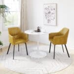 Yellow Mid-Century Modern Vinyl Armchair with Armrests (Set of 2) 11 Yellow Mid-Century Modern Vinyl Armchair with Armrests (Set of 2)